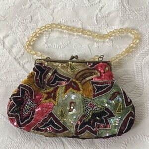 Bougainvillea Sequined Purse - vintage